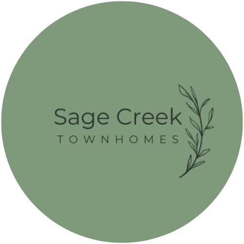 Sage Creek Townhomes logo with a plant design.